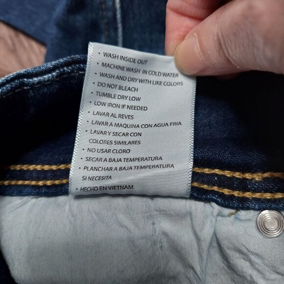 Kancan High Rise Ankle Straight Dark Sandblasted Frayed Hem Denim Jeans - Picture 9 of 9